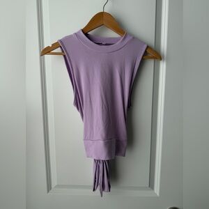 lavender open back/tie back crop top